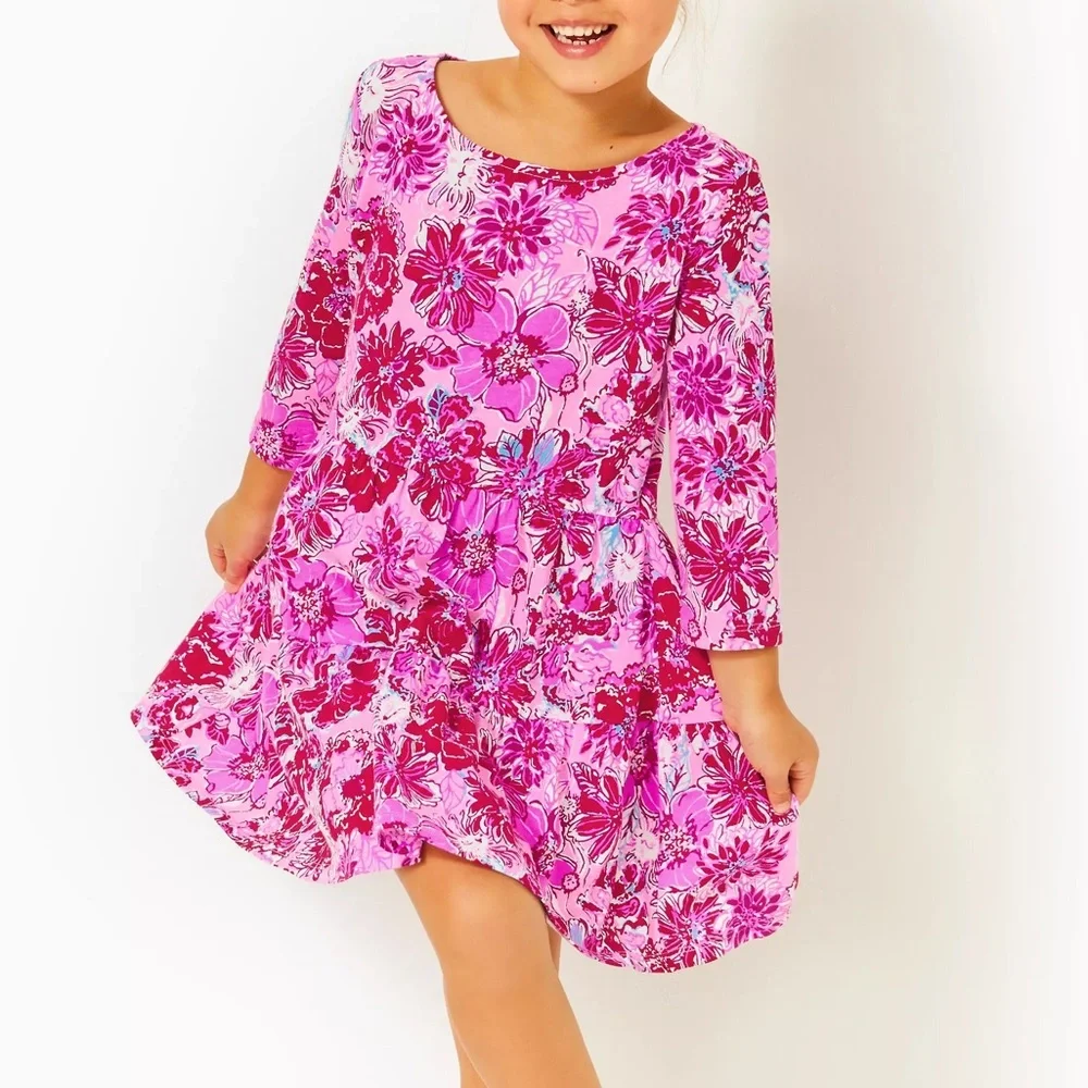 {Lilly Pulitzer} Mini Geanna Cotton Dress in Lilac Thistle In The Wild Flowers